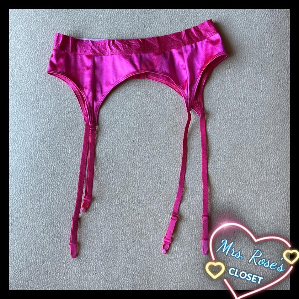 Pretty Little Things Pink Satin Garter Belt Medium